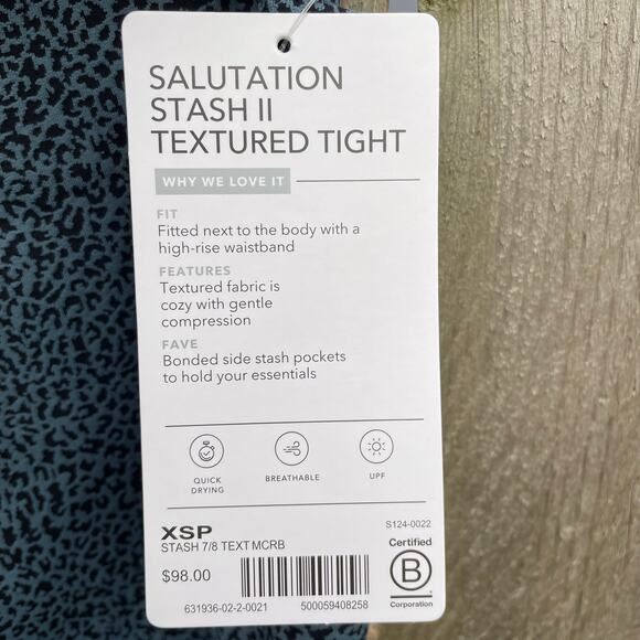 Athleta Salutation Stash II Textured Tight Womens Active Leggings XSP Petite NWT - Picture 5 of 10
